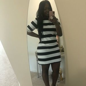 Black and white striped dress